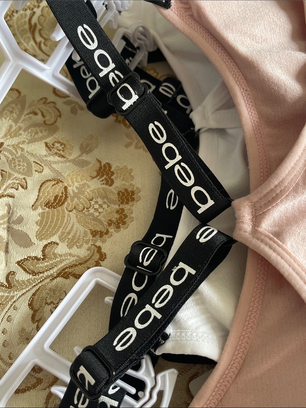 bebe Pack of 3 Logo Strap Bralettes - Black, White, Dusty Pink - Picture 4 of 5